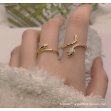 Shangjie OEM aretes Wholesale Danity Finger Ring Fashion Adjustable Gold Plated Jewelry Vintage Zircon Plain Snake Ring